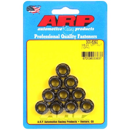 Arp 3/8-24, 1/2 SOCKET, .645 FLANGE OD, 12PT NUT KIT 300-8392